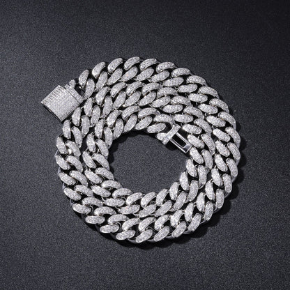 12mm Cubic Zirconia Cuban Link Chain Necklace Bracelet