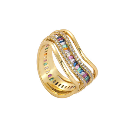 Hip Hop Geometric Cubic Zirconia Ring for Men