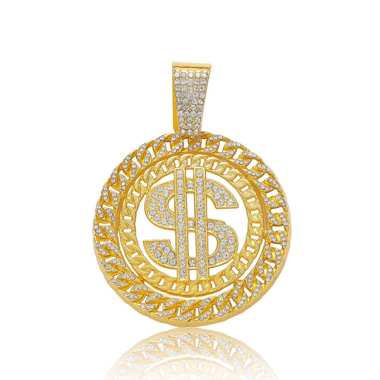 Hip Hop Cuban Link Dollar Alloy Pendant Necklace for Men and Women