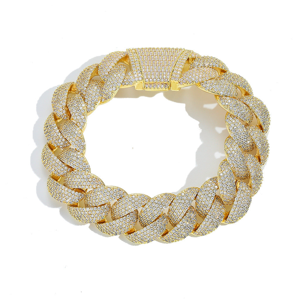 Hip Hop Light Luxury Cuban Link Bubble Cubic Zirconia Bracelet for Men