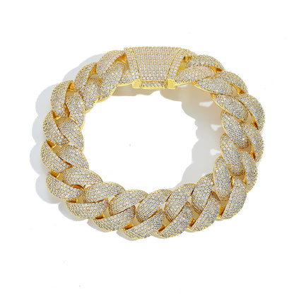 Hip Hop Light Luxury Cuban Link Bubble Cubic Zirconia Bracelet for Men