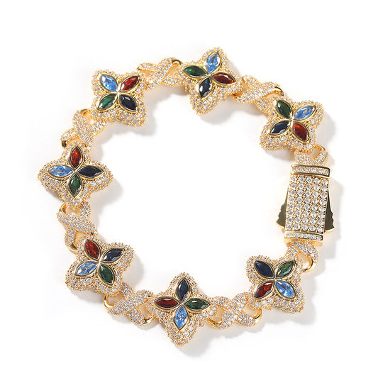 Unisex Four Leaf Clover Cubic Zirconia Bracelet /Necklace