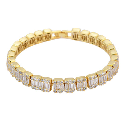Hip Hop Iced Link Copper Bracelet for Men