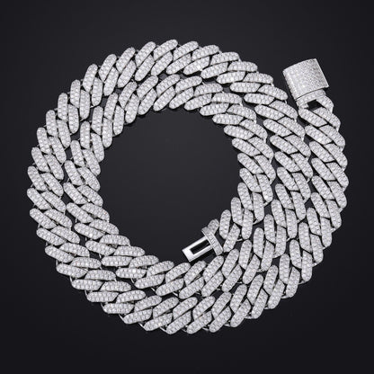 Iced Out Cuban Link Chain Necklace or Bracelet with Cubic Zirconia Unisex Hip Hop Jewelry