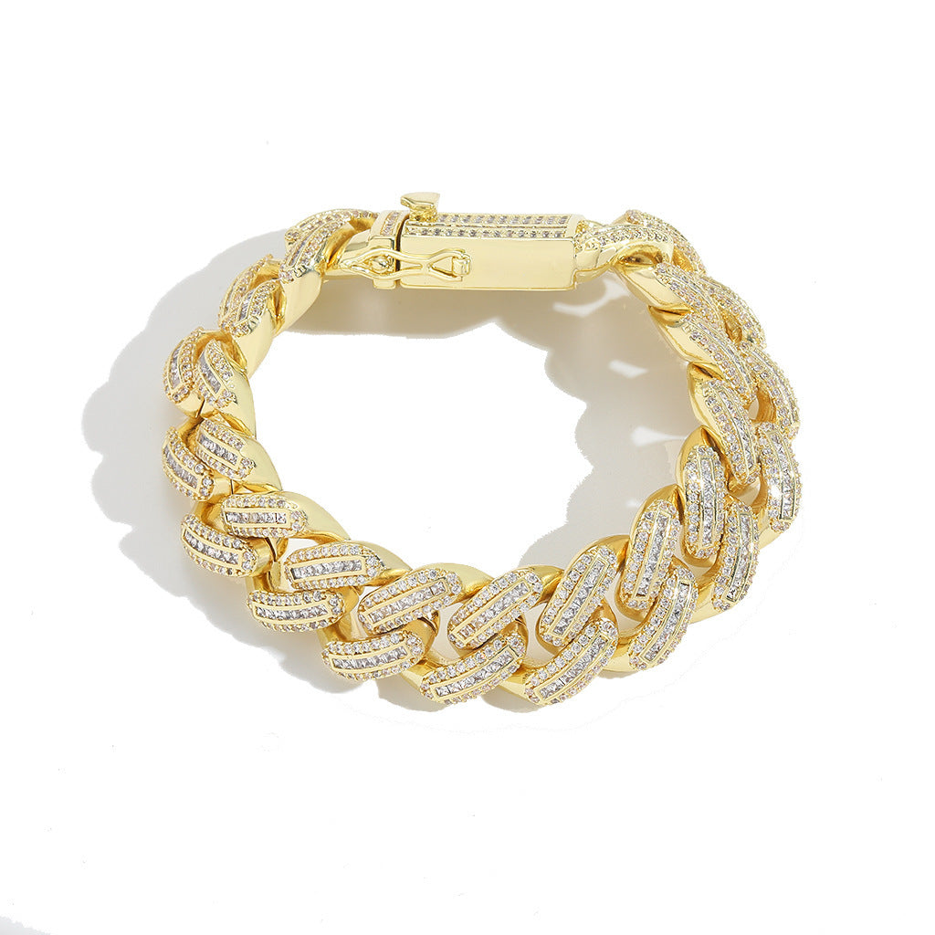 Hip Hop Light Luxury Cuban Link Cubic Zirconia Bracelet for Men