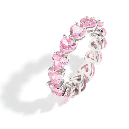 Hip Hop Heart Cubic Zirconia Ring for Men and Women