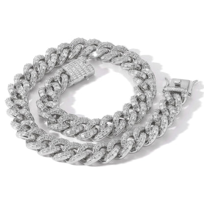 Hip Hop Light Luxury Cuban Link Bubble Cubic Zirconia Necklace for Men