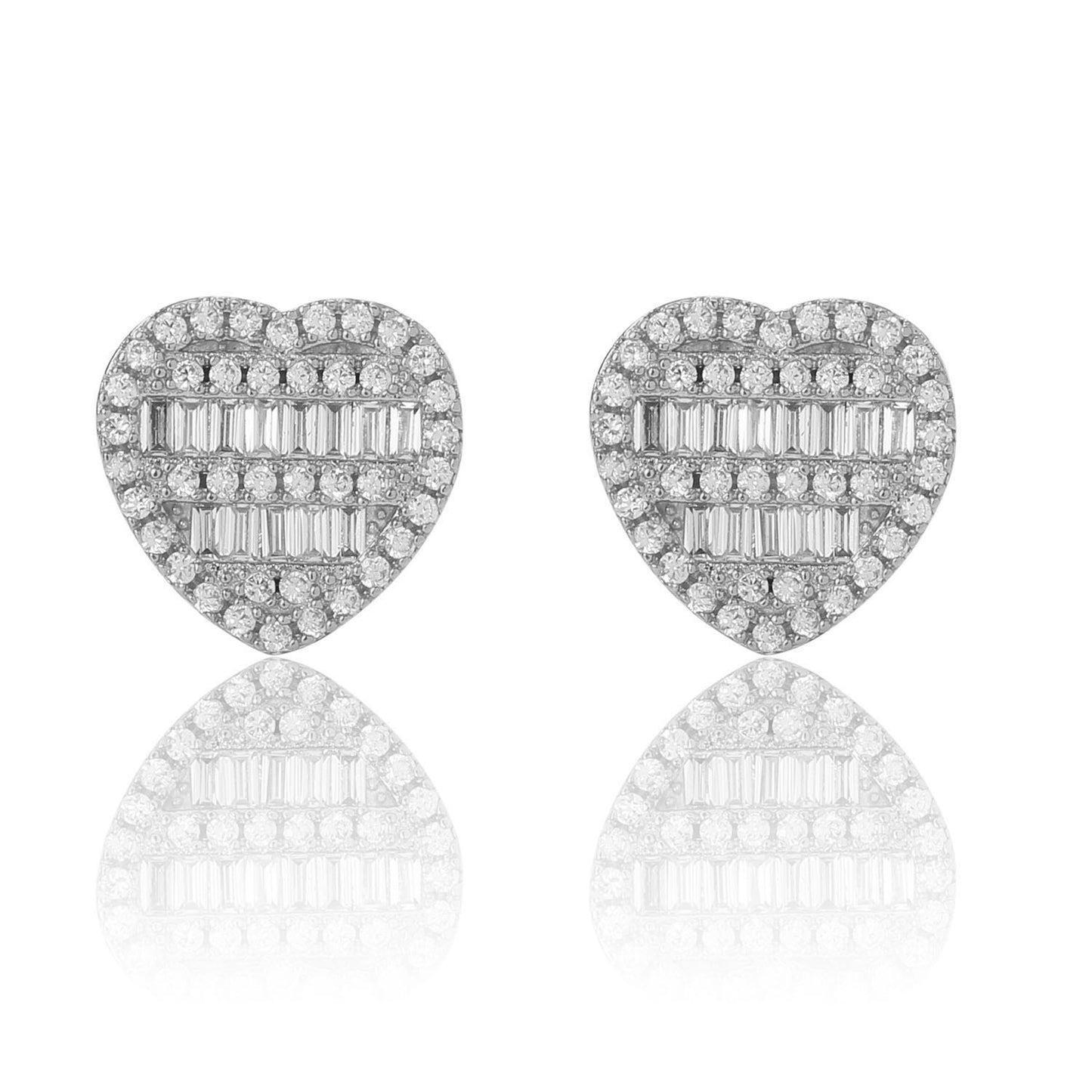 Hip Hop Vintage Heart Cubic Zirconia Earrings for Men and Women