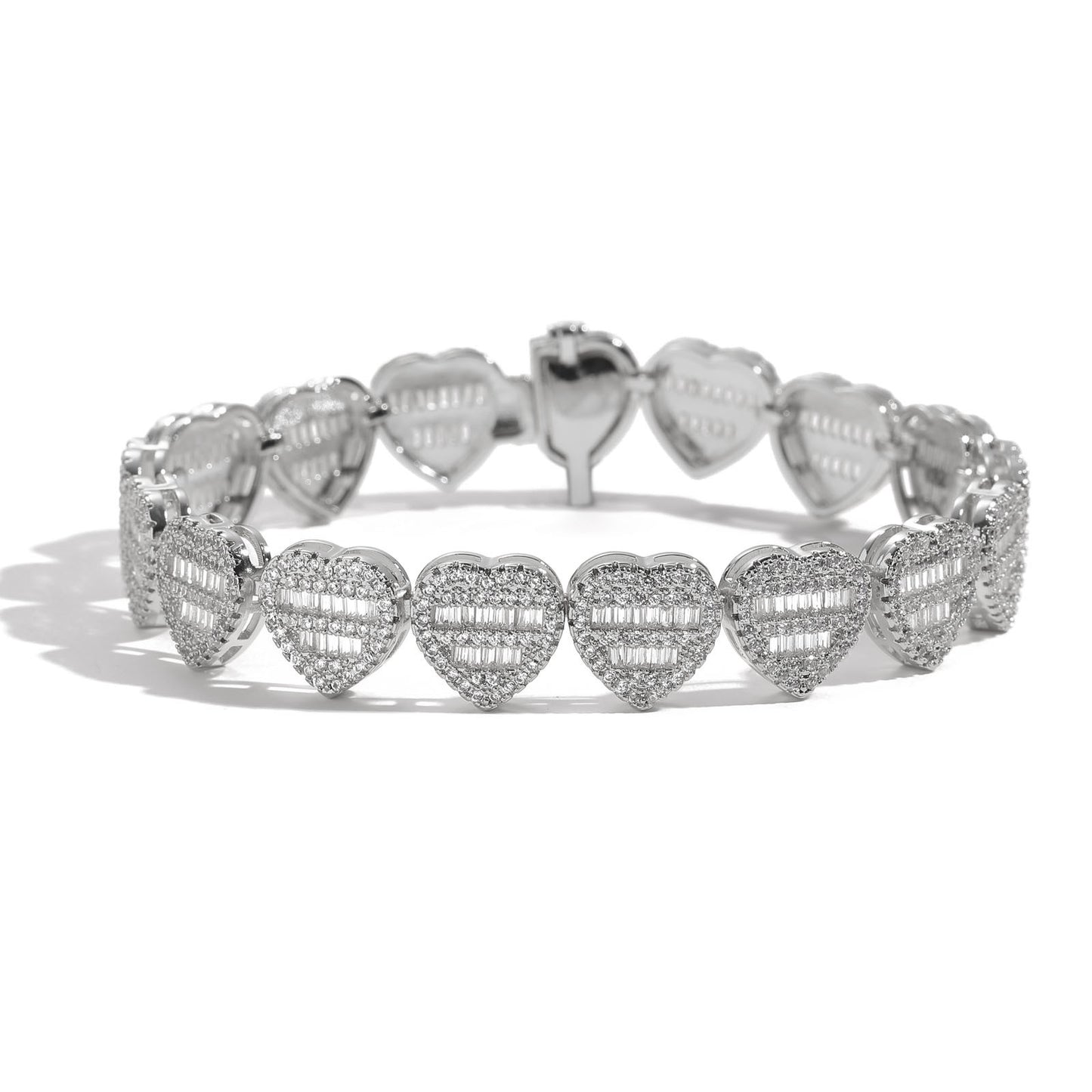 Hip Hop Heart Cubic Zirconia Bracelet for Men and Women