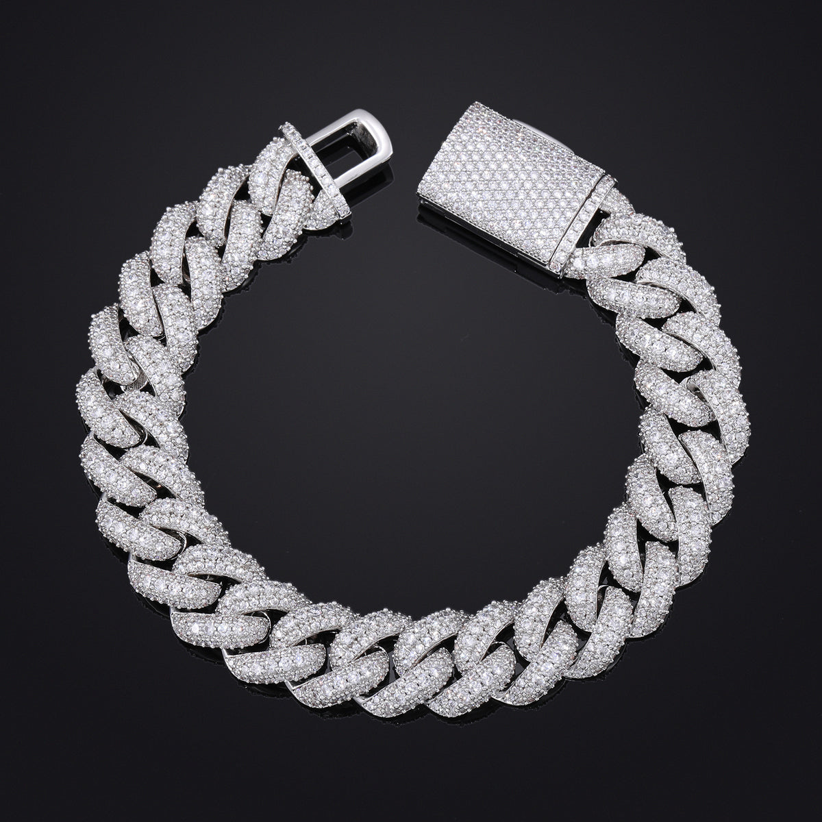 Cubic Zirconia Cuban Link Bracelet, Iced Hip Hop Bracelet for Men and Women product image