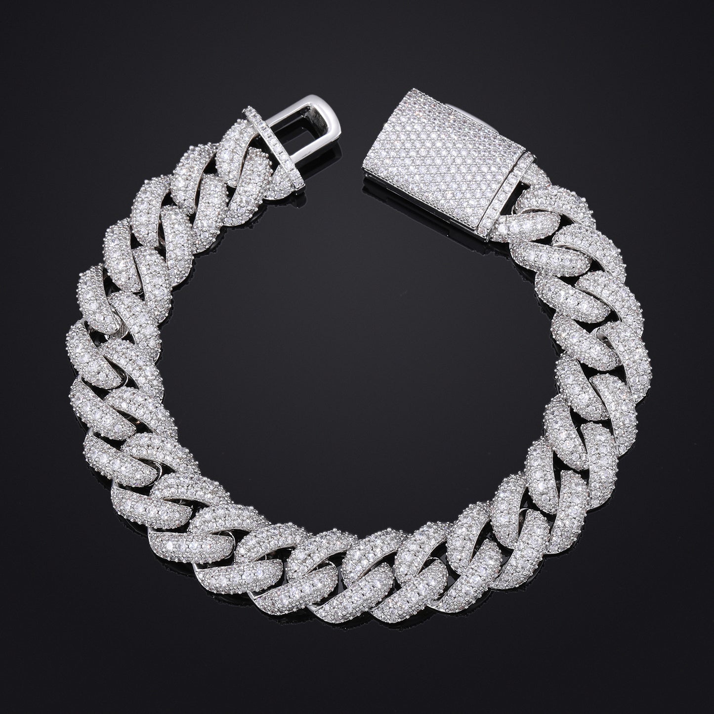 Cubic Zirconia Cuban Link Bracelet, Iced Hip Hop Bracelet for Men and Women product image