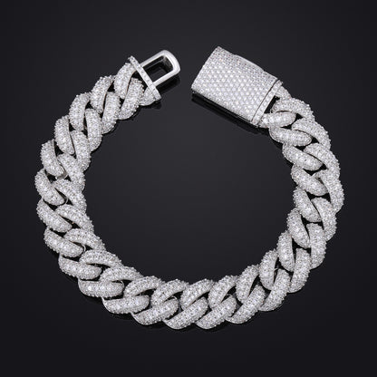Cubic Zirconia Cuban Link Bracelet, Iced Hip Hop Bracelet for Men and Women
