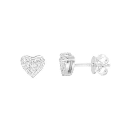 Heart Shaped Moissanite Stud Earrings in Silver Tone for Women and Men