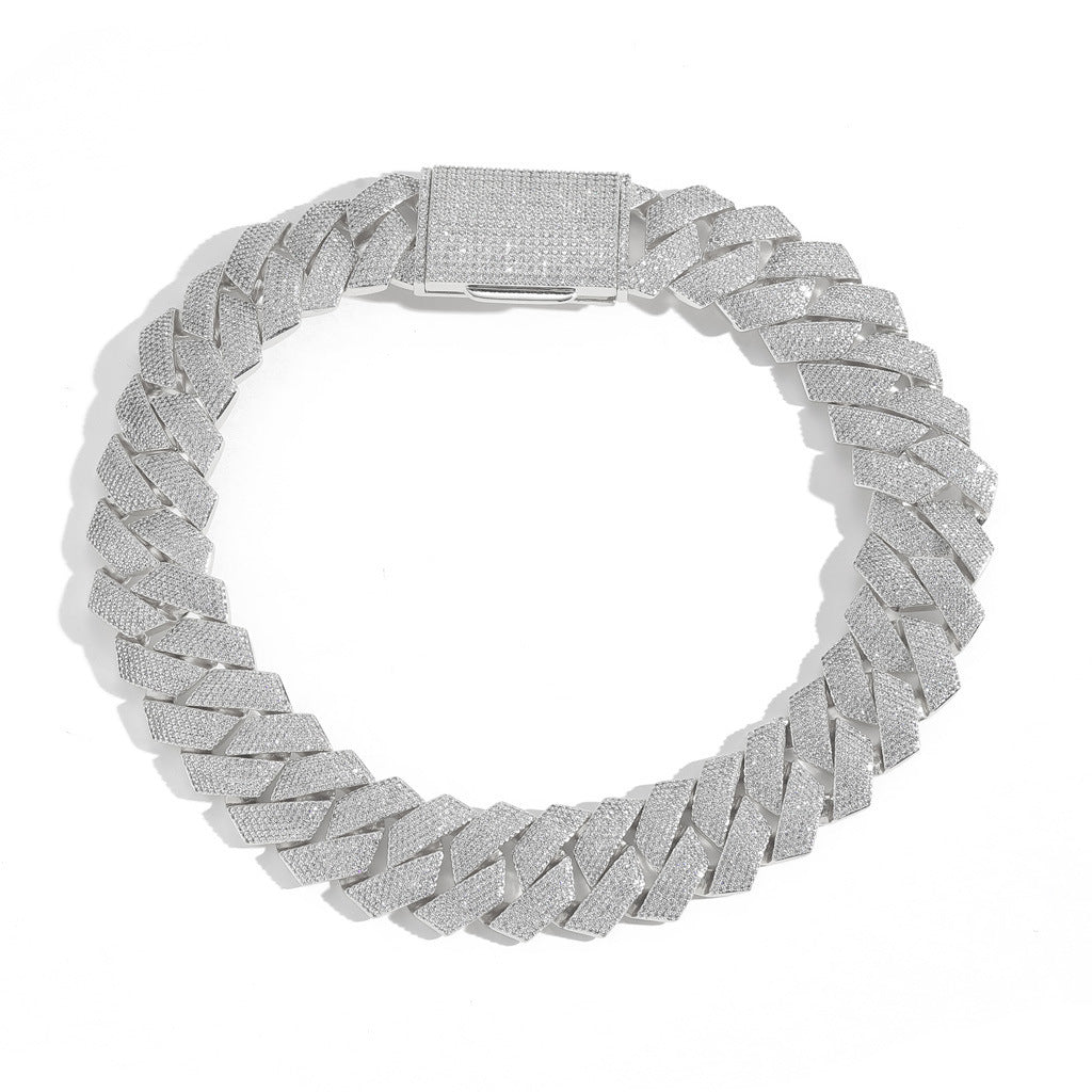Hip Hop Diamond Shape Cuban Link Cubic Zirconia Necklace for Men