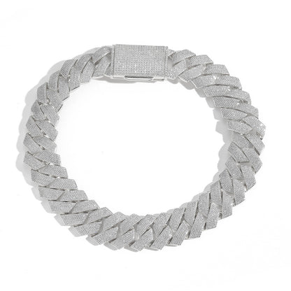 Hip Hop Diamond Shape Cuban Link Cubic Zirconia Necklace for Men