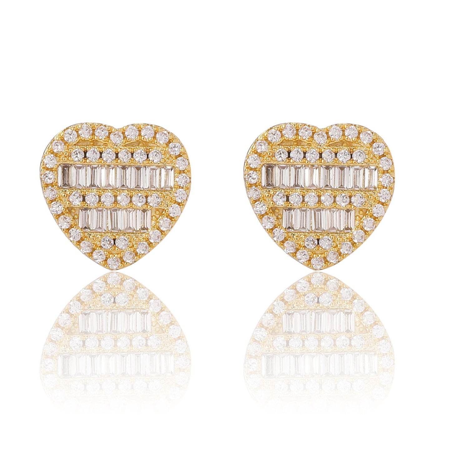 Hip Hop Vintage Heart Cubic Zirconia Earrings for Men and Women