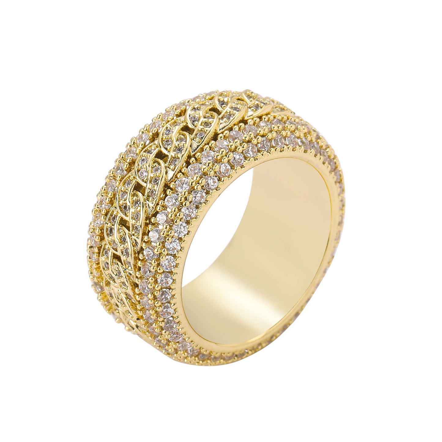 Light Luxury Cuban Link Copper Ring for Men