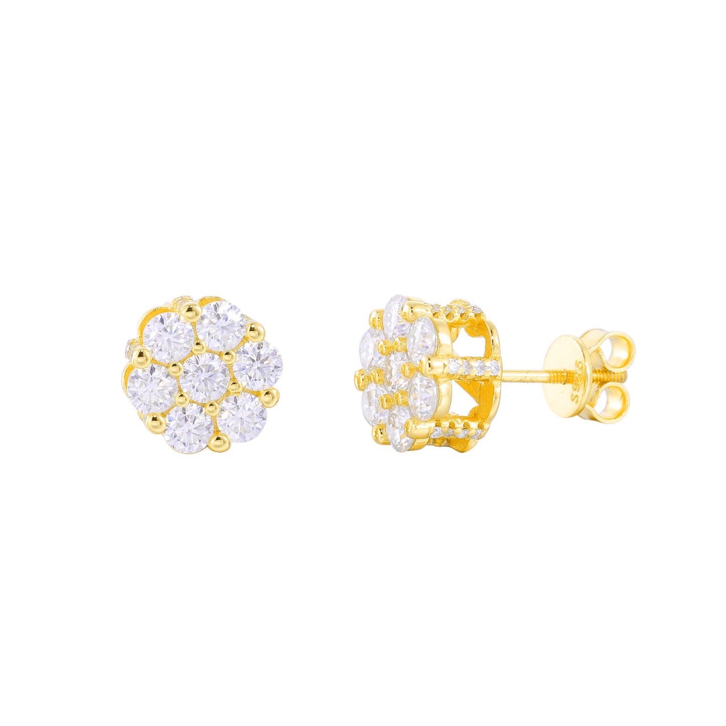 Moissanite Round Cluster Stud Earrings for Women, Sparkling Ear Studs product image