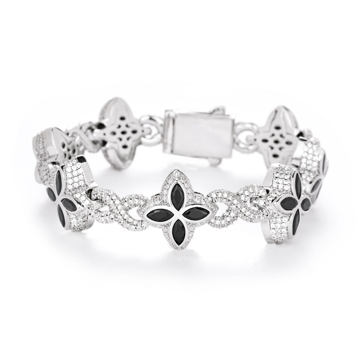 Clover Cuban Link Cubic Zirconia Bracelet & Necklace, Unisex Hip Hop Jewelry product image