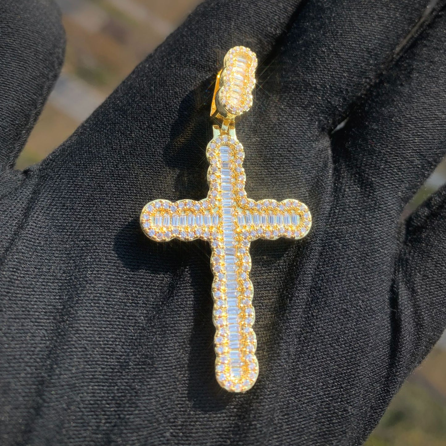 Iced Out Cross Pendant Necklace for Men Unisex Hip Hop Statement