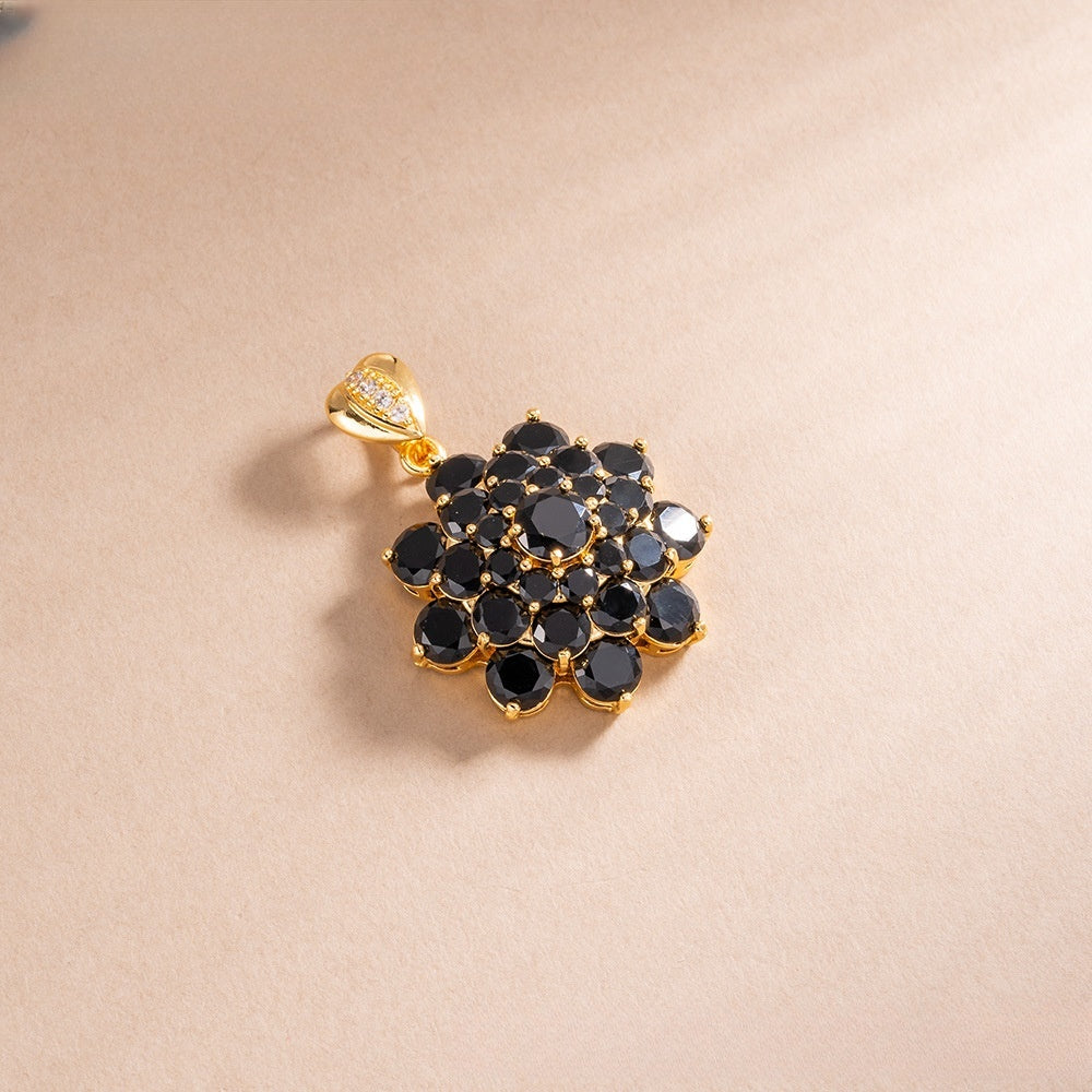 Exotic Ice Flower Cubic Zirconia Pendant Necklace for Women, Gold Plated Floral Statement Charm