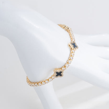 Elegant Clover Tennis Bracelet for Women, Trendy Dainty Everyday Jewelry