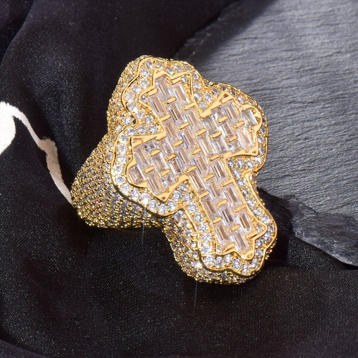 Unisex Iced Out Cross Statement Ring product image