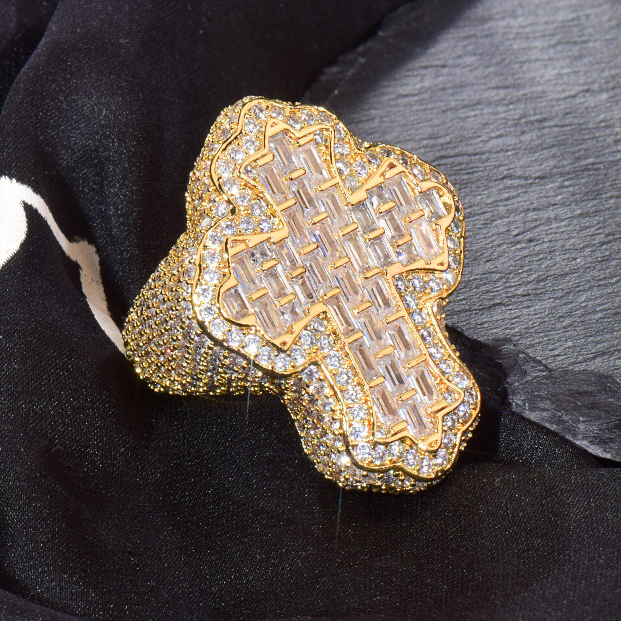 Unisex Iced Out Cross Statement Ring product image