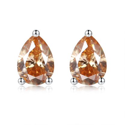 Pink Pear Cut VVS1 Moissanite Stud Earrings in 925 Silver