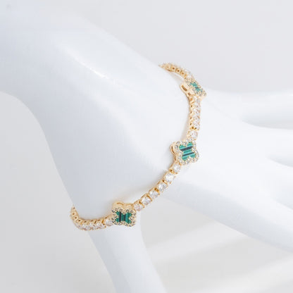 Elegant Clover Tennis Bracelet for Women, Trendy Dainty Everyday Jewelry