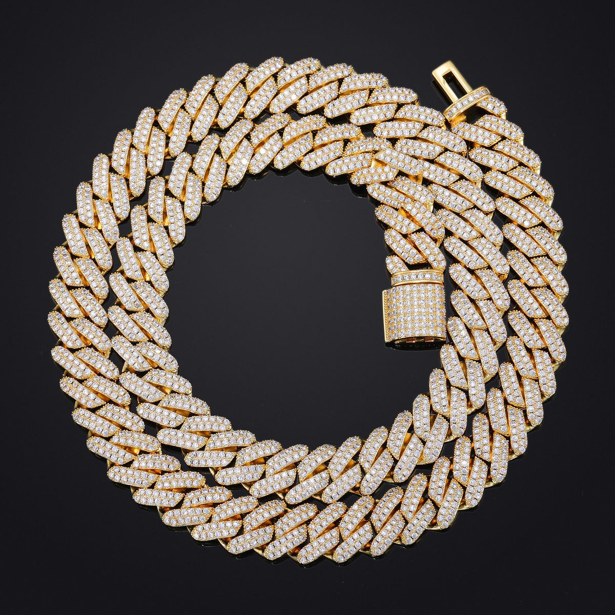 Iced Out Cuban Link Chain Necklace or Bracelet with Cubic Zirconia Unisex Hip Hop Jewelry product image