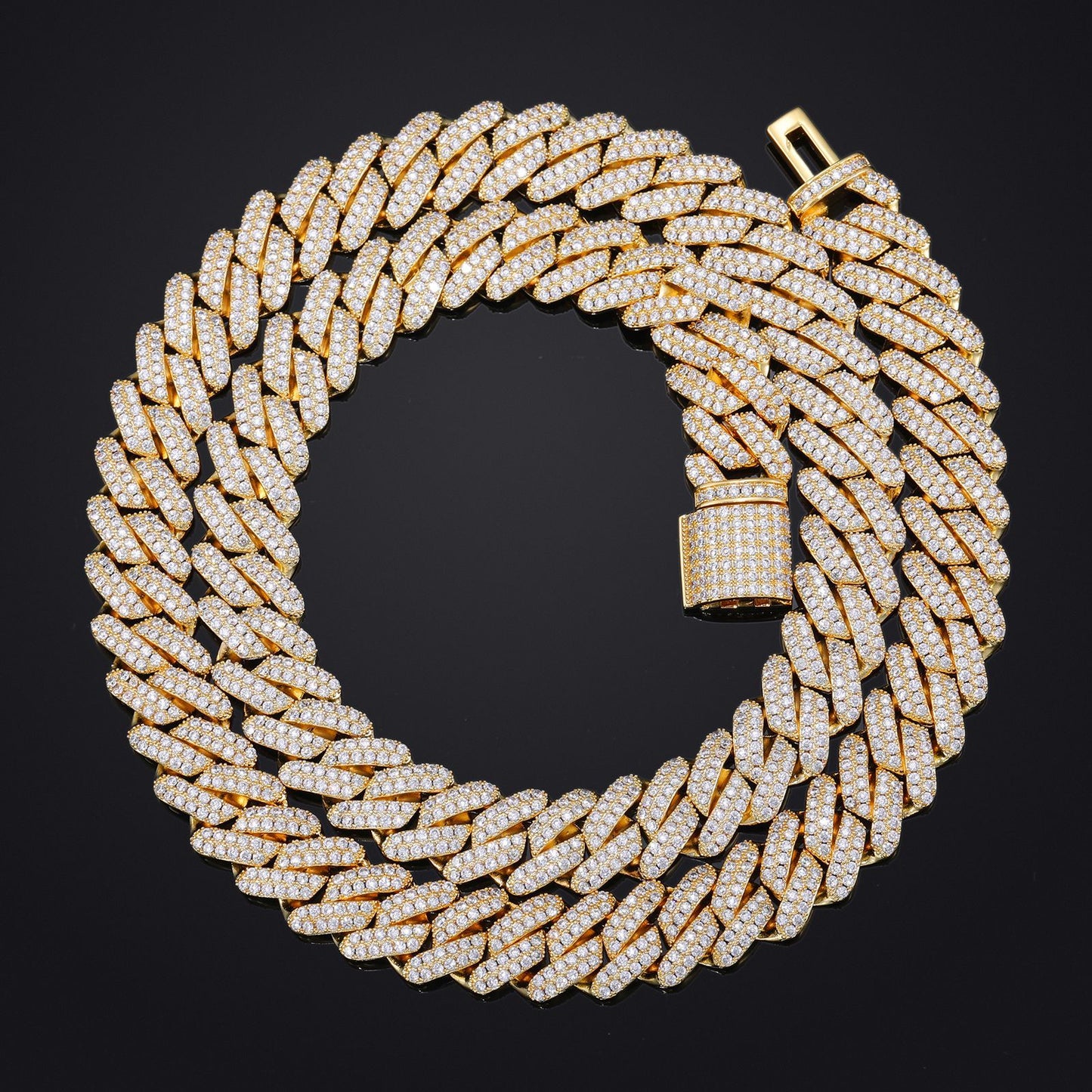 Iced Out Cuban Link Chain Necklace or Bracelet with Cubic Zirconia Unisex Hip Hop Jewelry product image