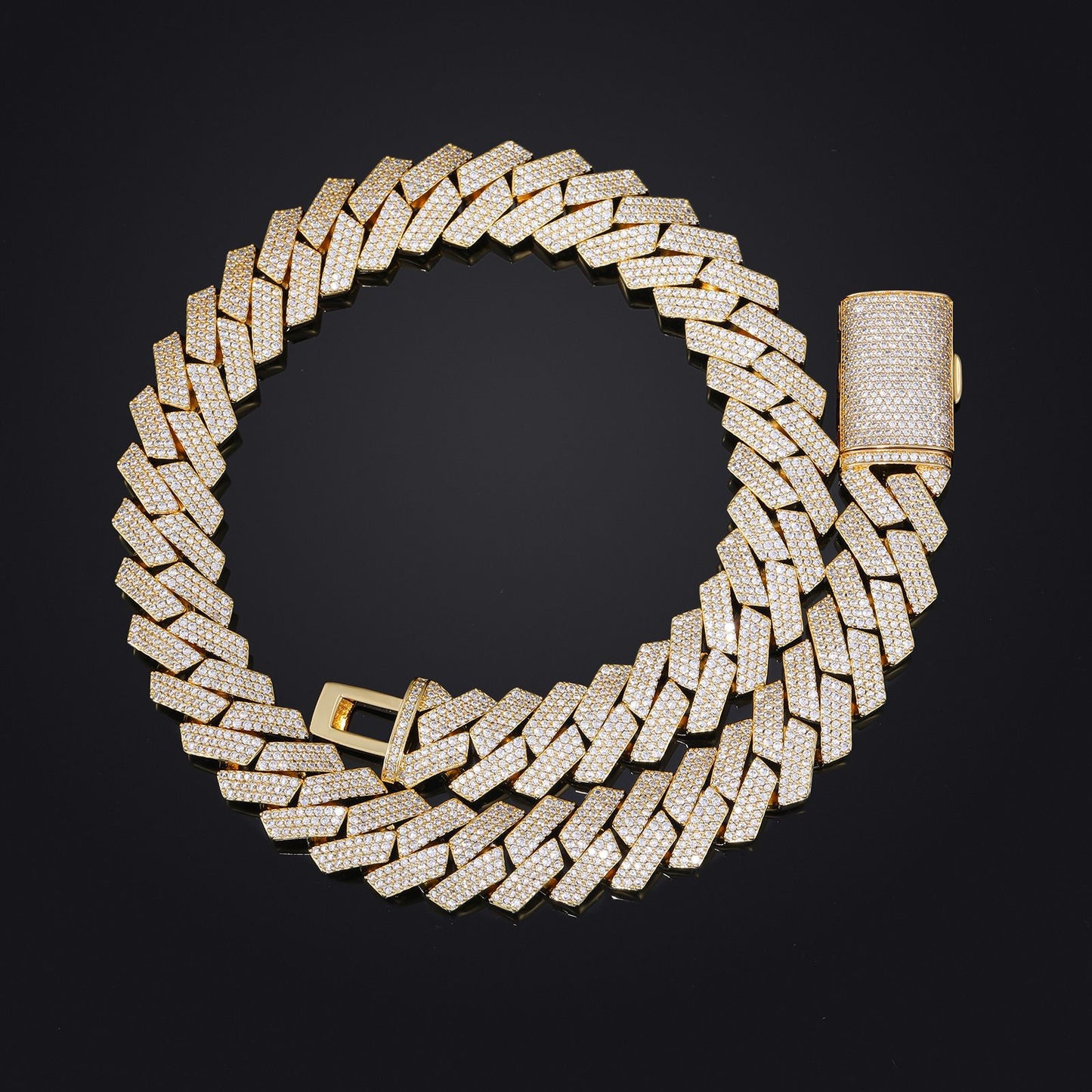 Iced Out Cuban Link Bracelet, Zircon Pavé Hip Hop Chain Bracelet, Unisex product image