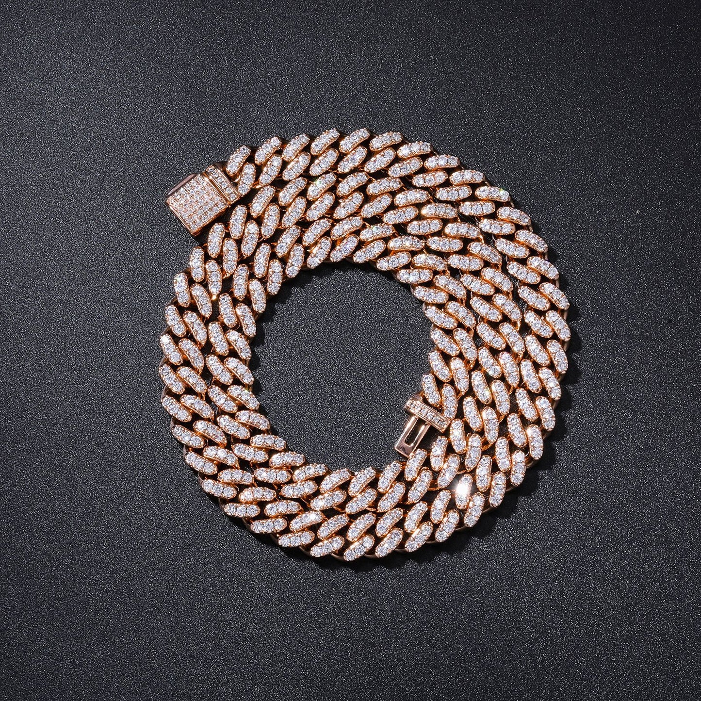10mm Double Row Iced Out Cuban Link Chain Necklace Bracelet for Men and Women product image