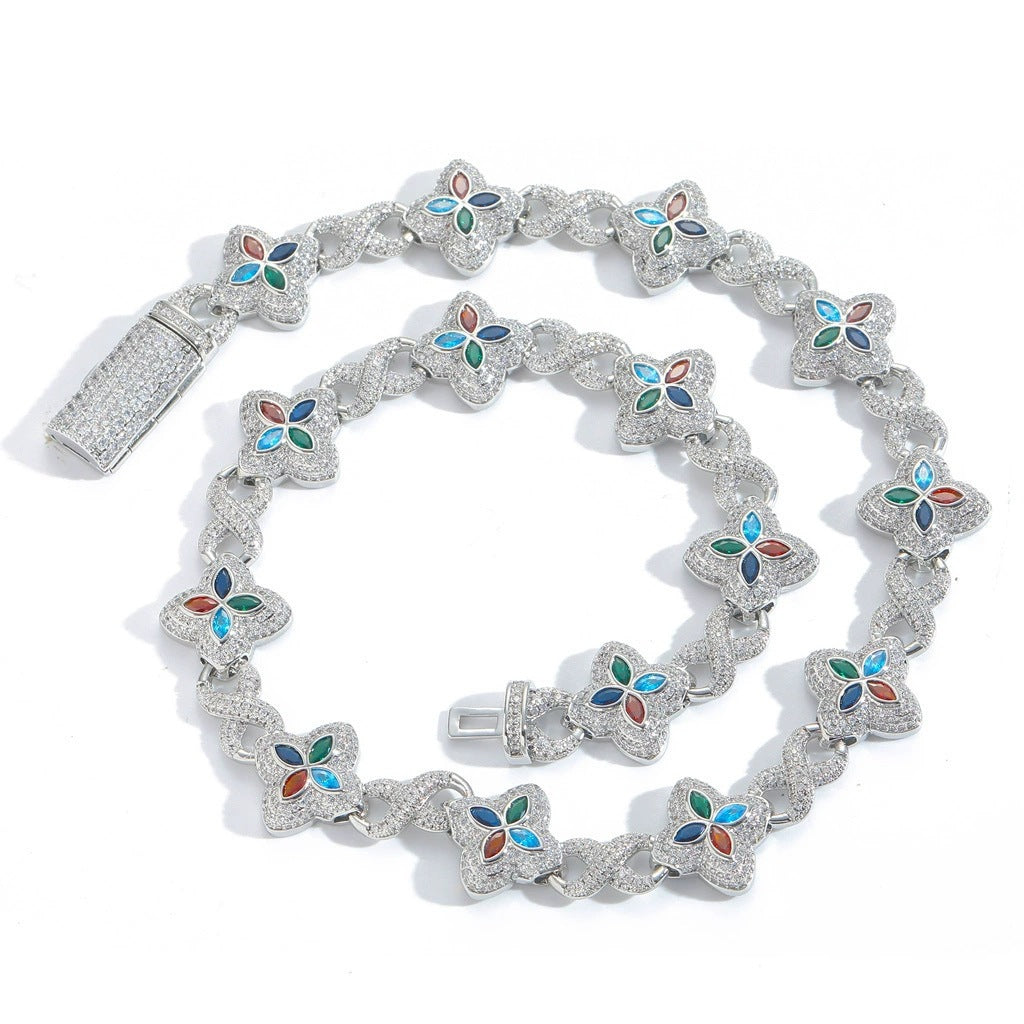 Hip Hop Diamond Shape Cuban Link Cubic Zirconia Necklace for Men
