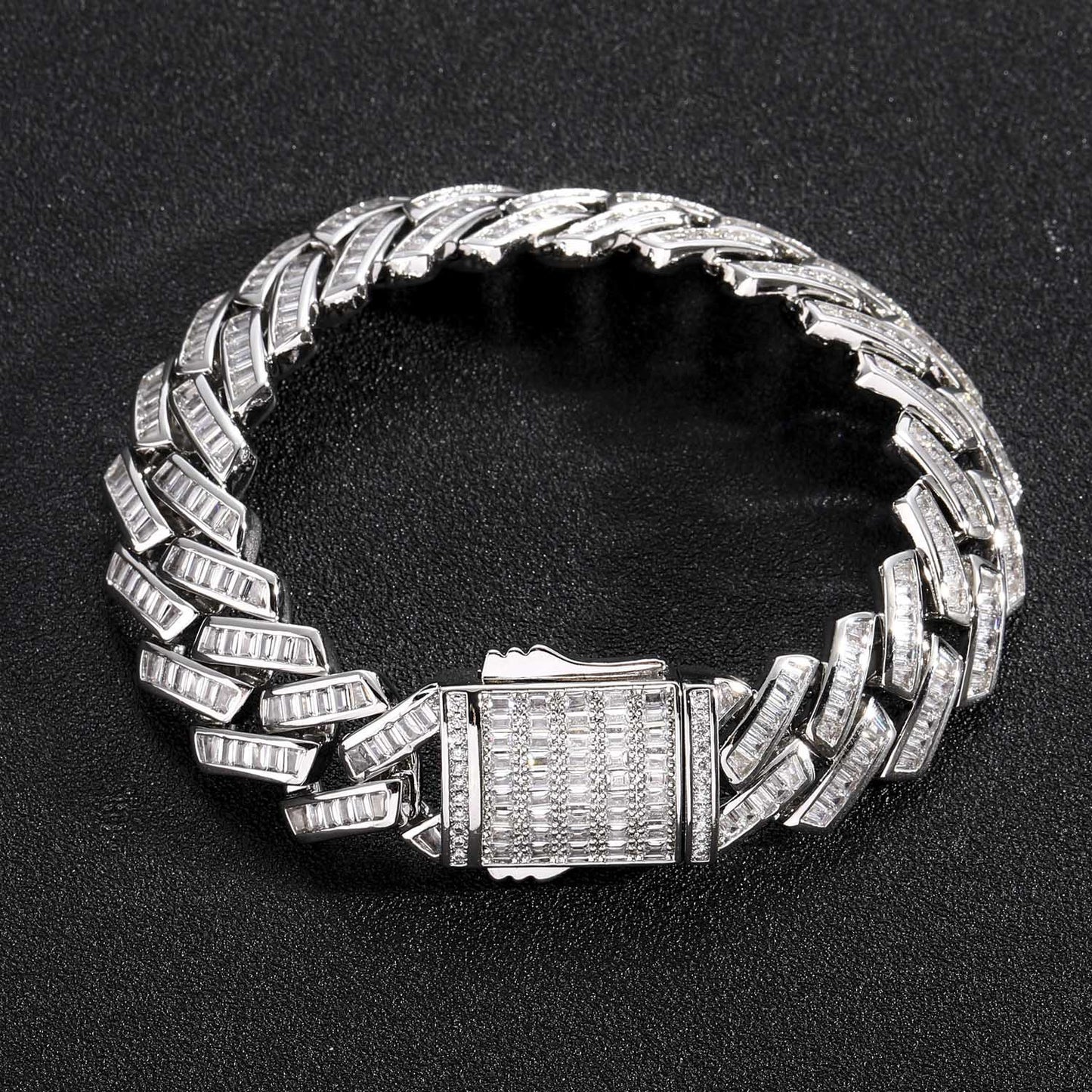 Hip Hop Light Luxury Square Diamond Shape Cuban Link Cubic Zirconia Necklace for Men