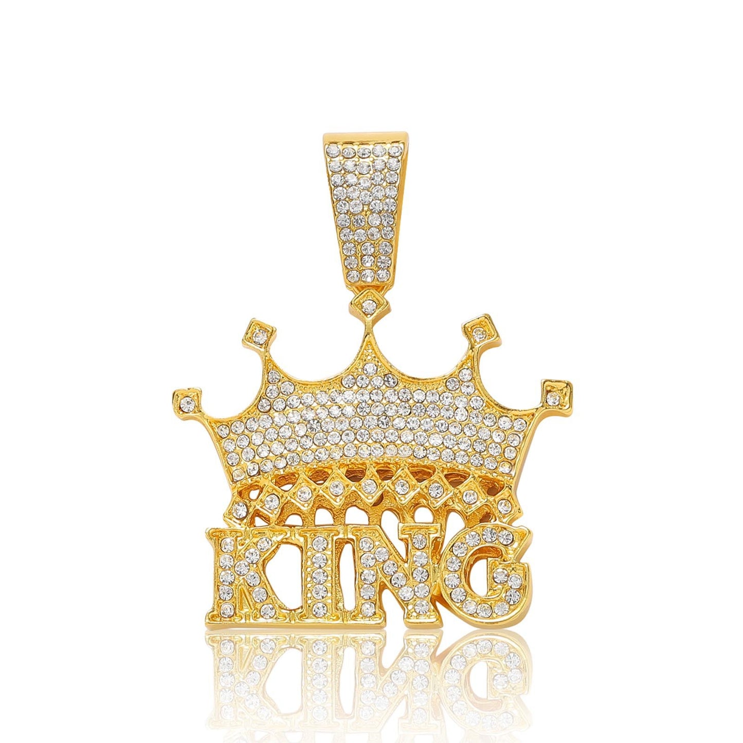 Hip Hop Crown Letter Cuban Link Alloy Pendant Necklace for Men and Women