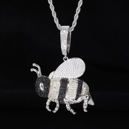 Iced-Out Bee Pendant Necklace, Hip Hop Animal Charm Chain
