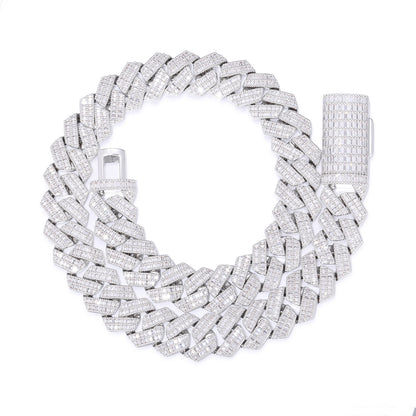 Iced Out Cuban Link Bracelet, Geometric Zircon Hip Hop Chain for Men and Women, White-Tone or Gold-Tone