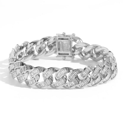 Hip Hop Light Luxury Square Cuban Link Cubic Zirconia Bracelet for Men