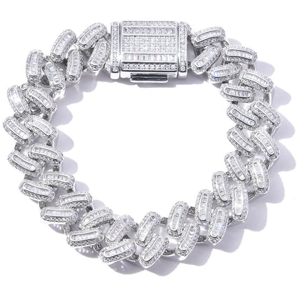 Hip Hop Diamond Shape Cuban Link Cubic Zirconia Bracelet for Men