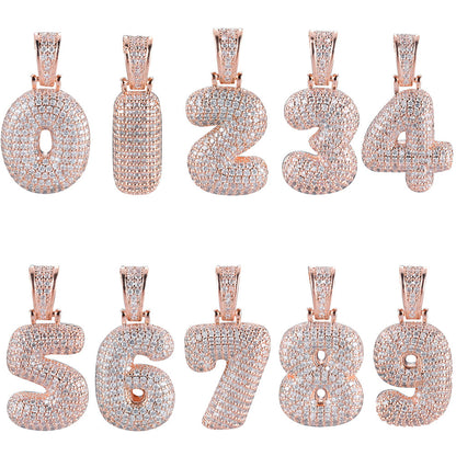 Minimalist Number Bubble Copper Pendant Necklace for Men and Women