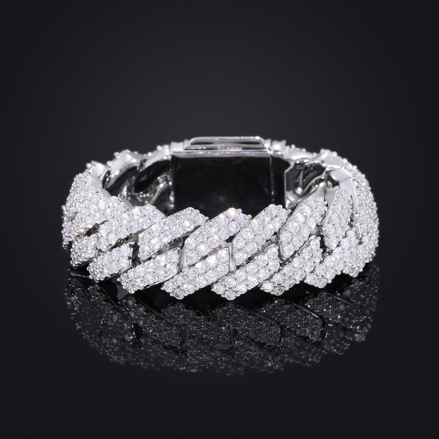 20mm Double-Row Zircon Cuban Link Bracelet, Copper Plated Unisex Hip Hop Bracelet product image