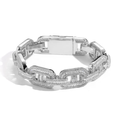 Hip Hop Square Cuban Link Cubic Zirconia Bracelet for Men