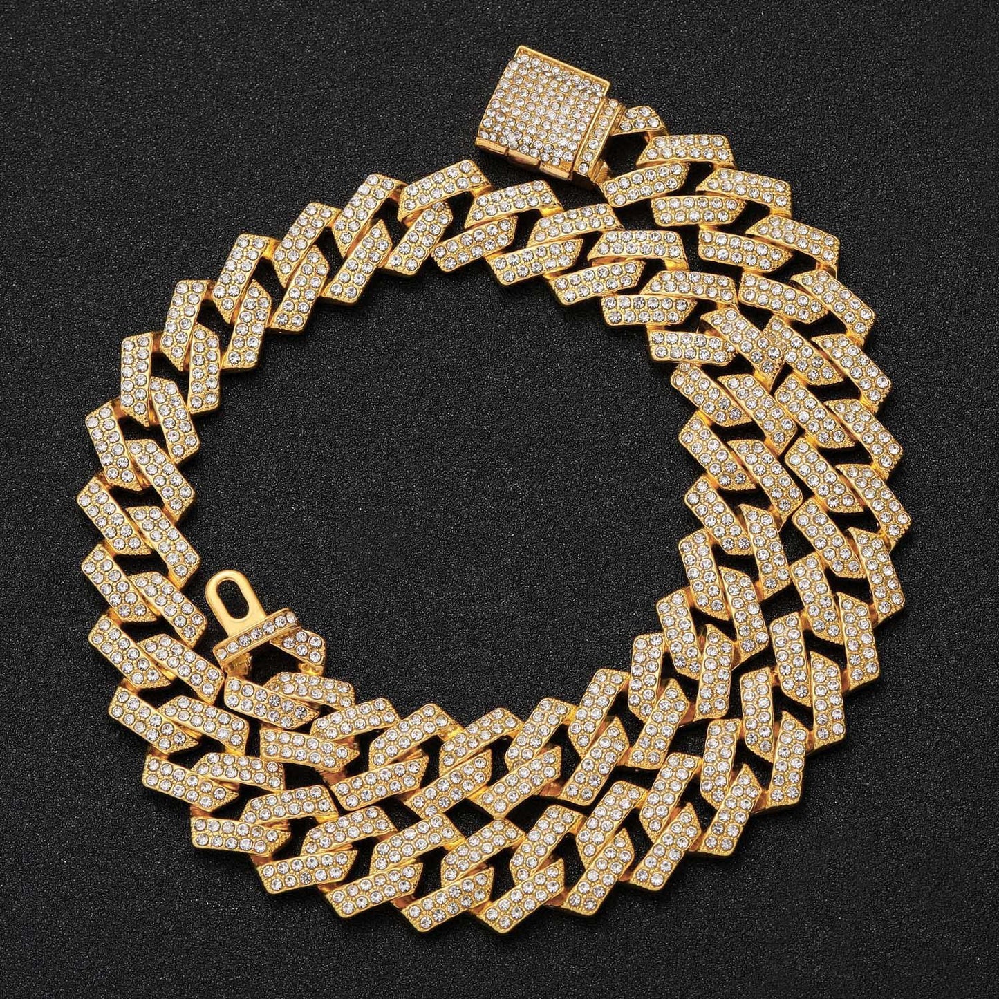 Hip Hop Diamond Shape Cuban Link Alloy Necklace for Men