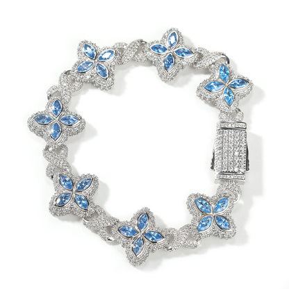 Unisex Four Leaf Clover Cubic Zirconia Bracelet /Necklace