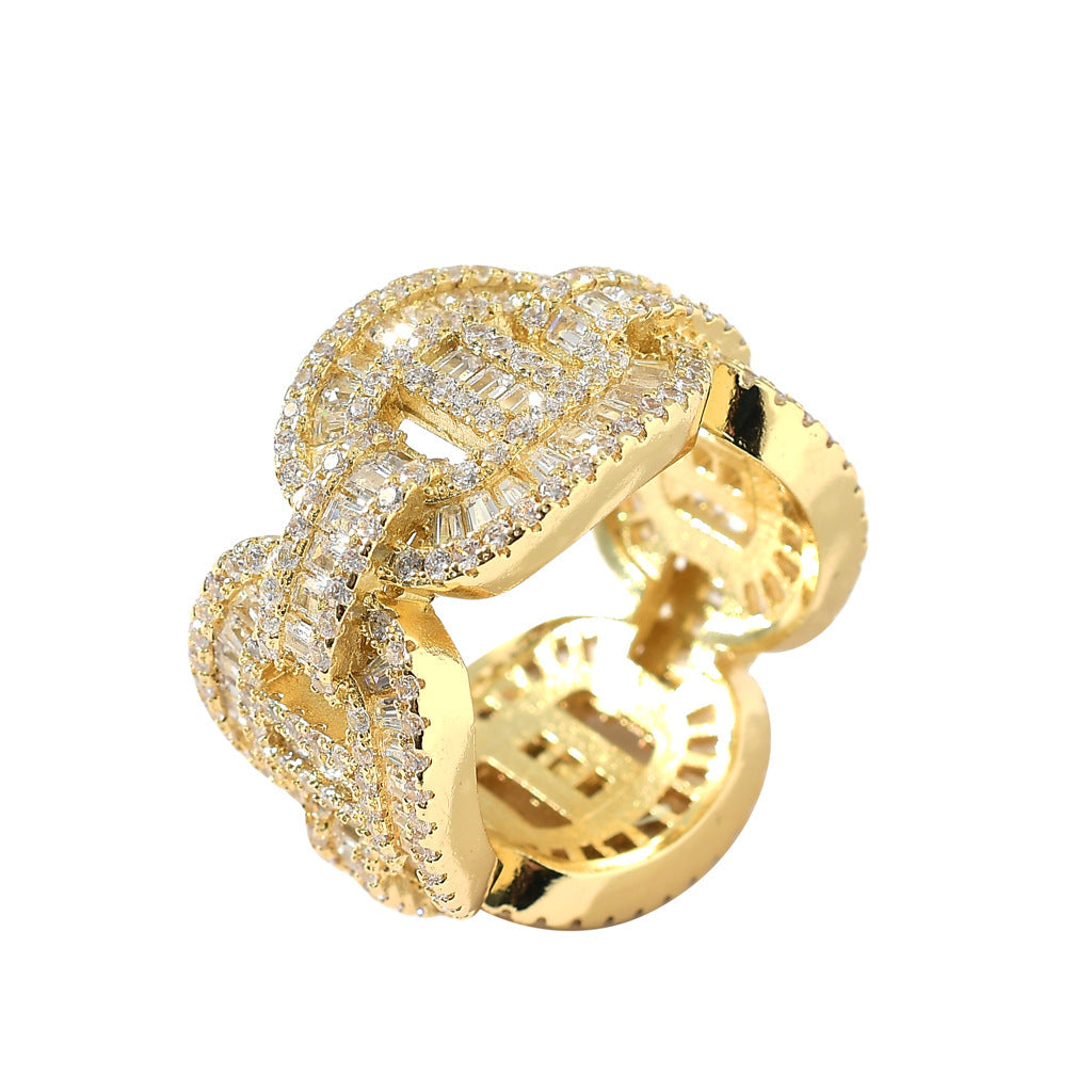 Light Luxury Fashion Cubic Zirconia Ring for Men