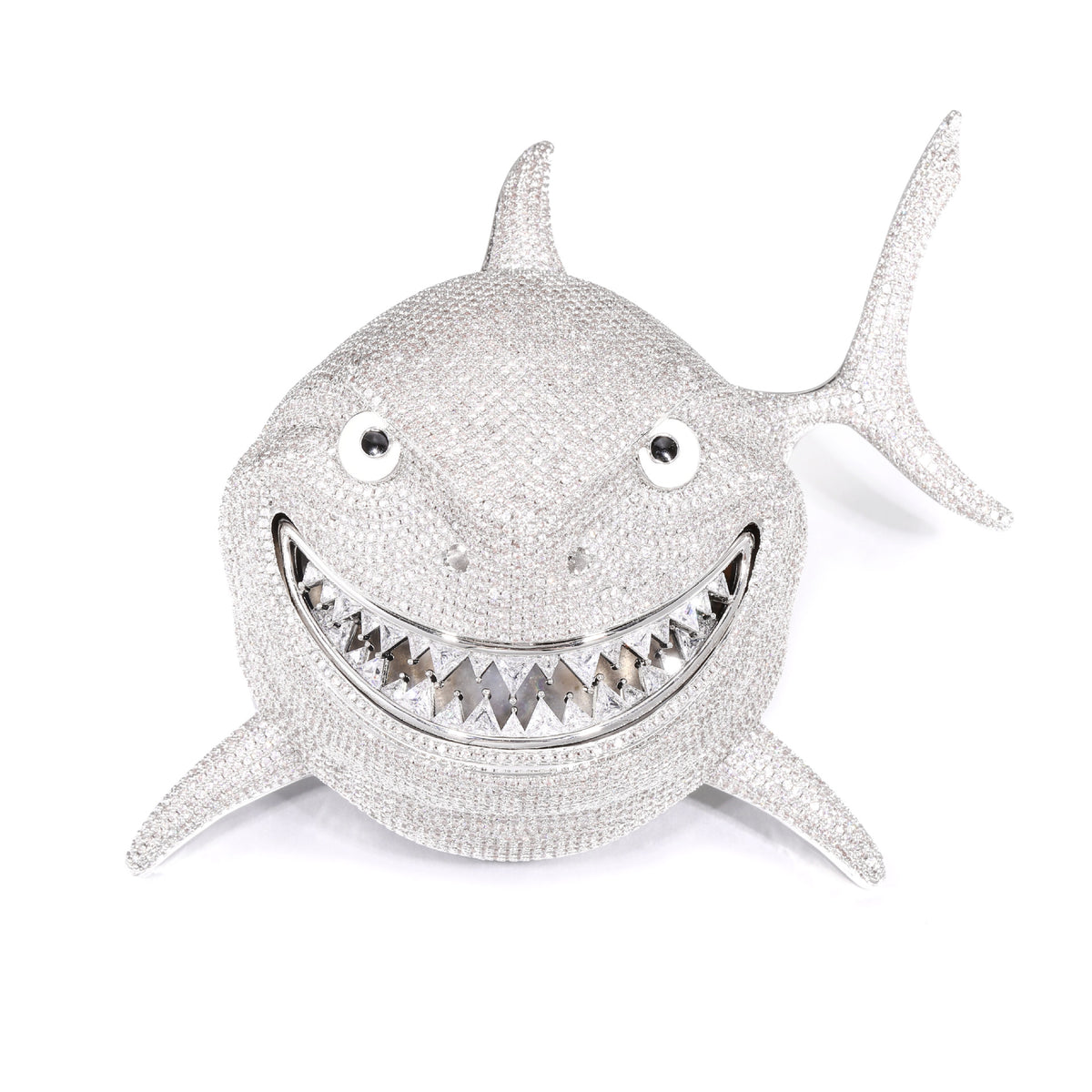 Iced Out Shark Pendant Necklace for Men with Stainless Steel Twist Chain product image