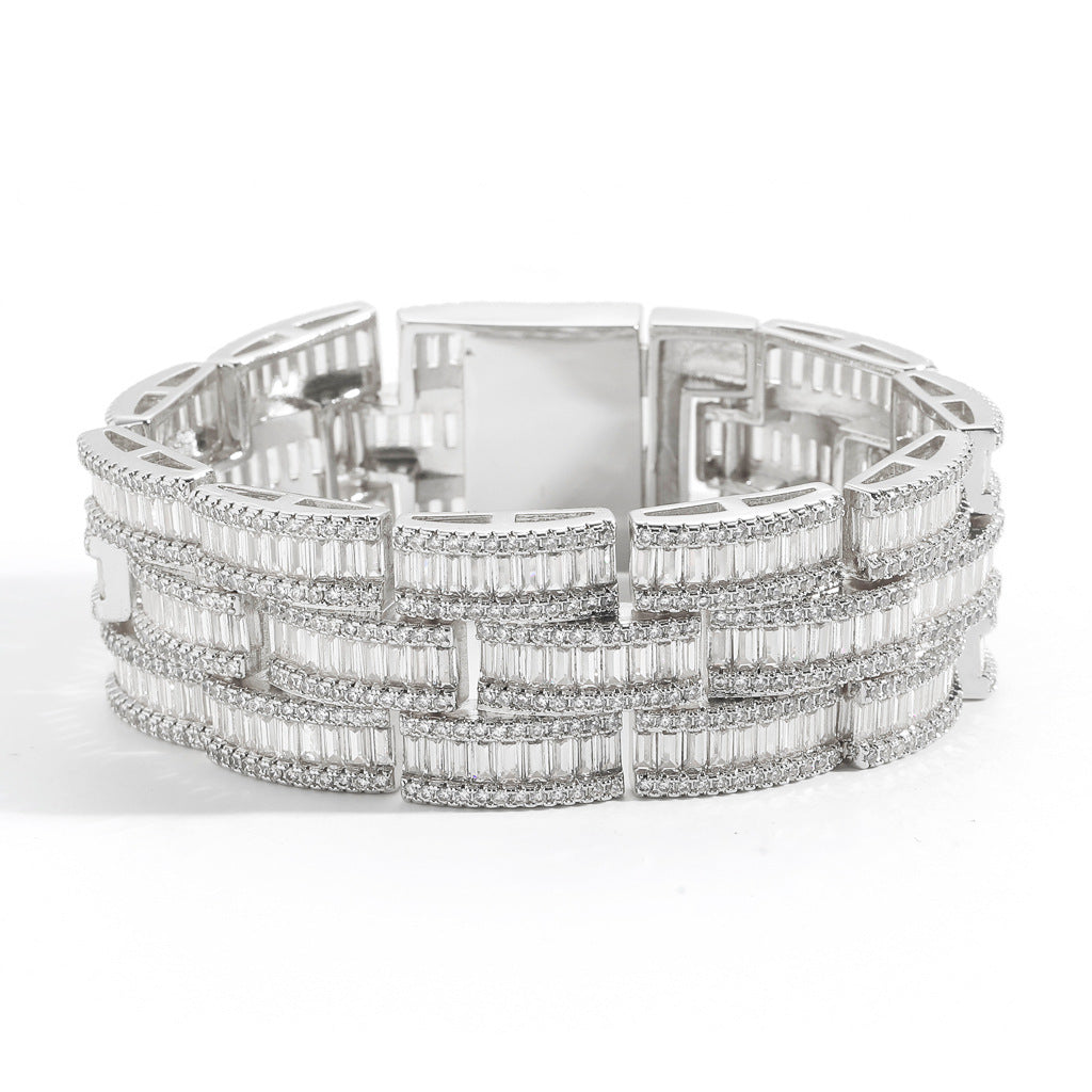 Hip Hop Cuban Link Cubic Zirconia Bracelet for Men and Women