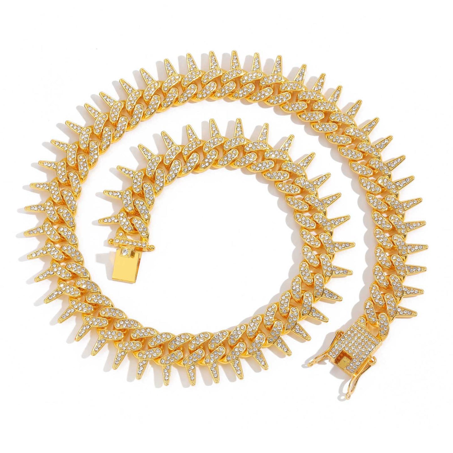 Hip Hop Cuban Link Thorn Alloy Necklace for Men